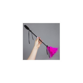 Cravache avec plumeau rose 50 cm 